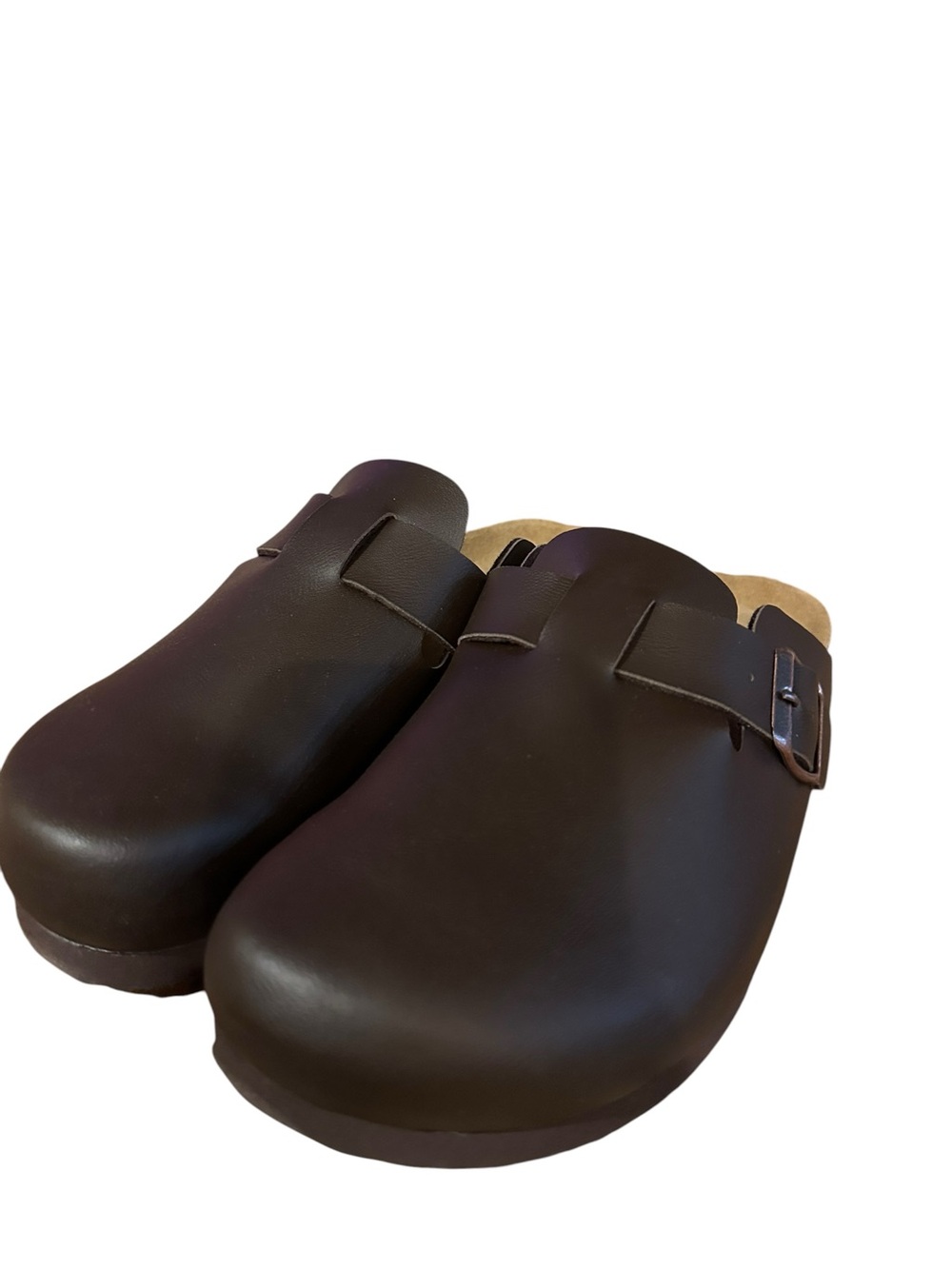 Unisex Slip-On Adjustable Buckle Clog - Dark Brown